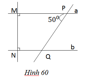 Bài 2 trang 91 sgk Toán 7 tập 2, Xem hình 60. Giải thích vì sao a//b. b)Tính  số đo góc NQP.