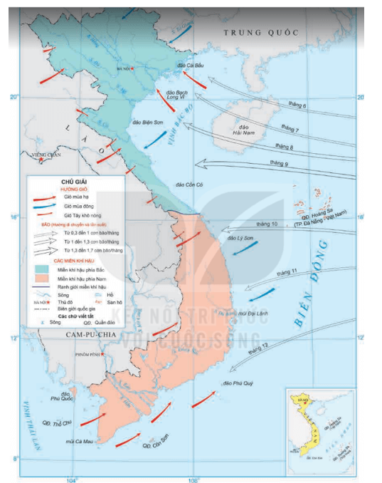 Dựa vào thông tin mục c hình 4.1 hãy trình bày tính chất gió mùa của khí hậu Việt Nam 