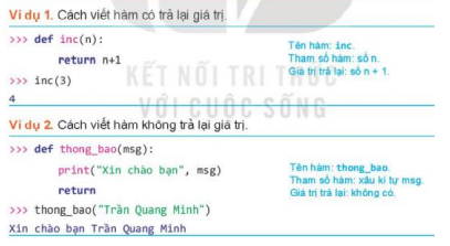 Quan sát các ví dụ sau để biết cách viết hàm