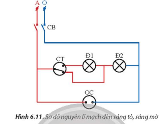 Hãy tìm hiểu mạch điện có sơ đồ nguyên lý như ở Hình 6.11 để thực hành