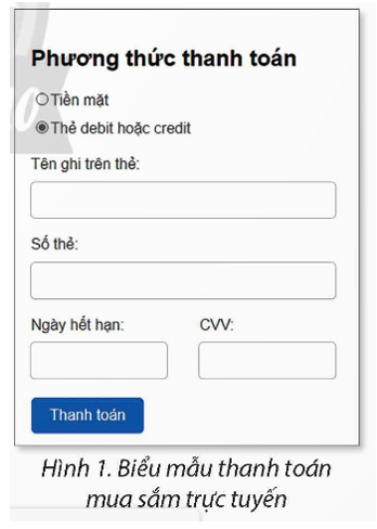 Em hãy kể tên một số biểu mẫu phổ biến trên các trang web. (ảnh 1)