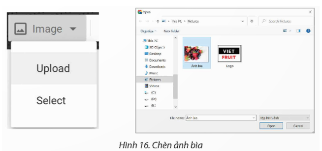 Yêu cầu: Thiết kế một trang web với chủ đề bán hàng, thông tin mặt hàng là các loại trái cây đặc sản vùng miền của Việt Nam (Hình 1). Trang thiết kế gồm các yêu cầu như sau: Tiêu đề chính của trang: “TRÁI CÂY VIỆT NIỀM TỰ HÀO ĐẤT NƯỚC”. Chèn logo, đặt tên trang web: “VietFruit”. Chèn hình ảnh bìa: Tải hình ảnh liên quan đến chủ đề từ các trang chia sẻ hình ảnh miễn phí trên Internet. (ảnh 6)